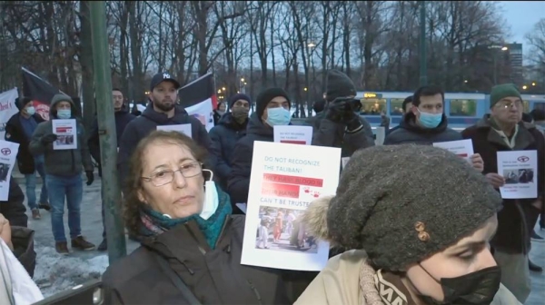 There was a small protest of Afghan citizens in Oslo ahead of the Taliban's visit to the Norwegian capital on Sunday.