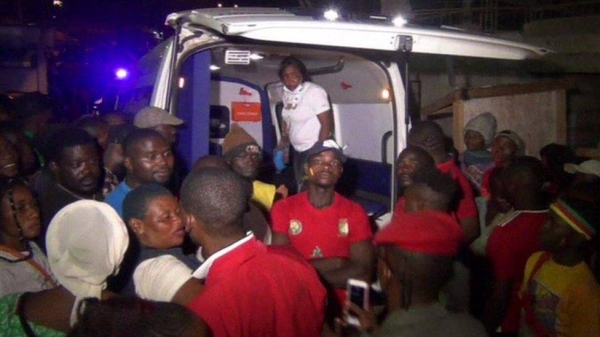 Cameroon fans in the Olembe stadium. Covid restrictions meant not all of those who wanted to attend were able to get in.