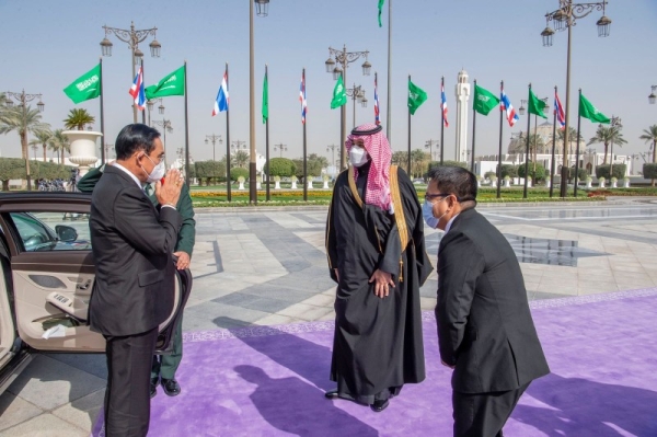 Crown Prince Muhammad bin Salman welcomed Thailand’s Prime Minister General Prayut Chan-o-cha. — SPA