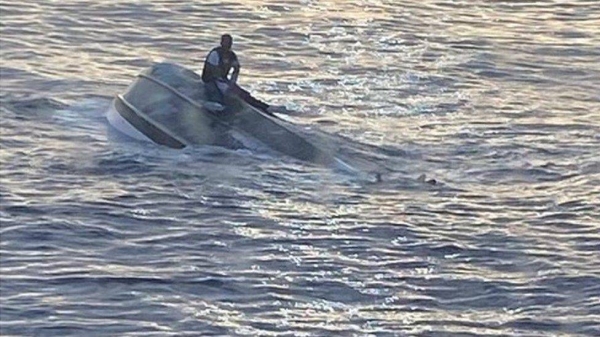 Fishermen found the survivor on the upturned boat Tuesday morning.