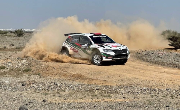 Nasser Saleh Al-Attiyah crosses stunning Omani terrain.