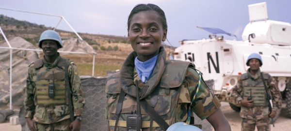 Ghanian peacekeepers setting out on a foot patrol along the blue line in vicinity to Rmeish, southern Lebanon.