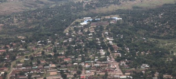 An aerial view of the town of Kananga in DRC’s Kasaï-Central province outside which the remains of the two experts were found. (File)