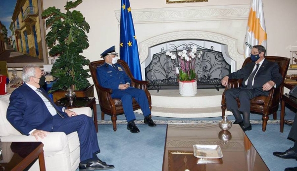 Chief of the General Staff, Lt. Gen. Fayyad Bin Hamed Al-Ruwaili held Wednesday a meeting with President of the Republic of Cyprus Nicos Anastasiades at the Presidential Palace.