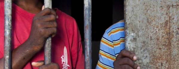 Detainees in a Haitian prison.