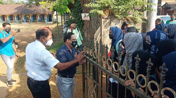 A video showing hijab-clad students outside a college gate in Karnataka went viral last week.