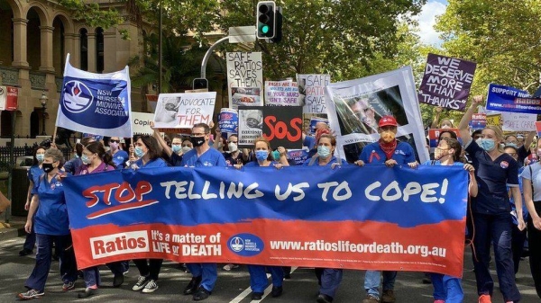 Nurses across New South Wales converged in Sydney Tuesday morning.