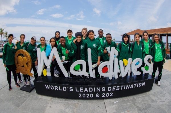 Saudi Arabia’s first-ever women’s national football team arrived in the Maldives on Thursday to officially play their first international match.