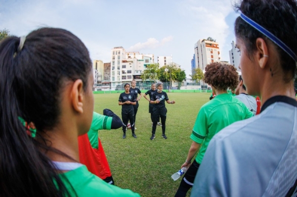 Saudi Arabia’s first-ever women’s national football team arrived in the Maldives on Thursday to officially play their first international match.
