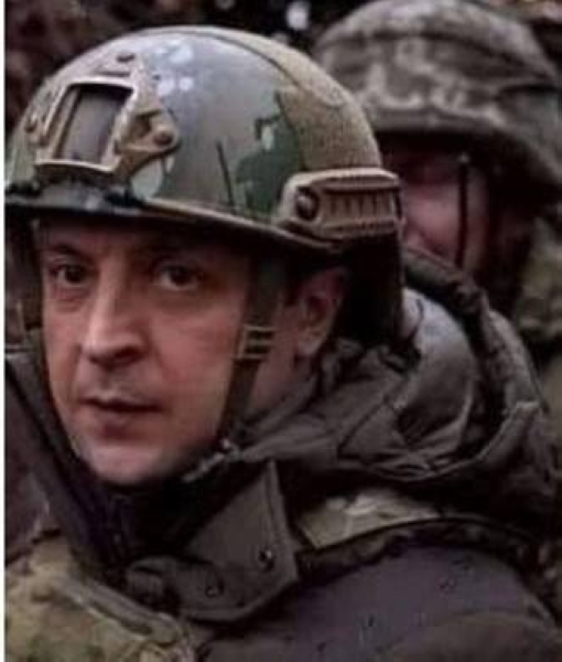 President of Ukraine Volodymyr Zelensky in military outfit