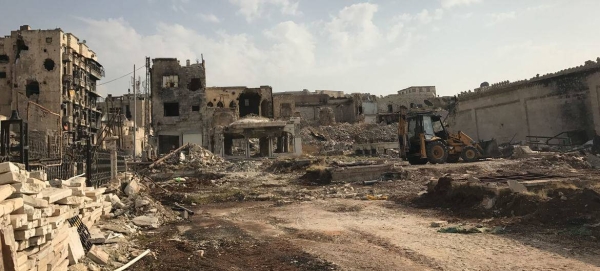 Destroyed buildings in Aleppo city, Syria, where chemical weapons were allegedly used.