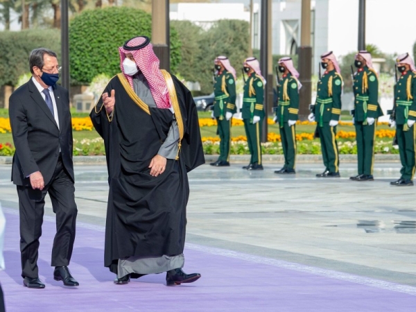 Crown Prince Muhammad bin Salman, Deputy Prime Minister and Minister of Defense received on Tuesday the Cypriot President Nicos Anastasiades in Riyadh at Al-Yamamah Palace, where an official reception was held to welcome him.