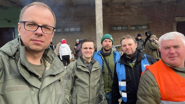 The mayor of the Polish border town of Prezmysl which has seen 180,000 arrivals in 10 days.
