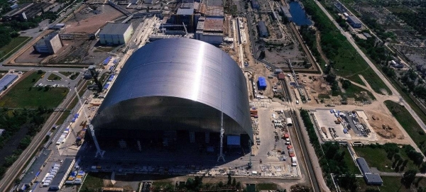A protective sarcophagus or casing was built over the Chornobyl nuclear plant after the accident in 1986.