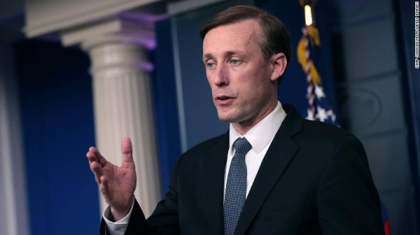 National security adviser Jake Sullivan talks to reporters at the White House. (File)