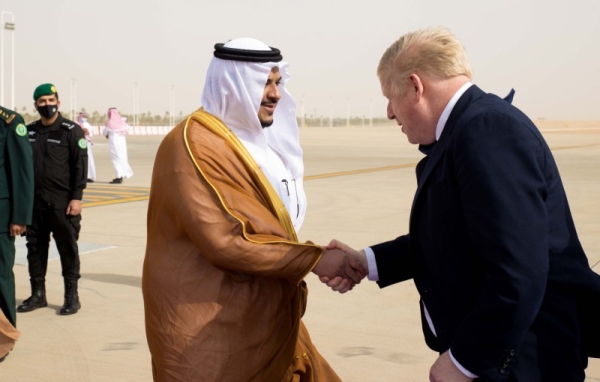 Johnson was received at King Khalid International Airport by Prince Muhammad bin Abdulrahman, Deputy Governor of Riyadh.