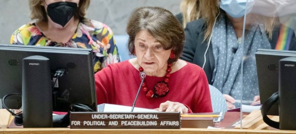 Rosemary DiCarlo, Under-Secretary-General for Political and Peacebuilding Affairs, addresses the Security Council meeting on non-proliferation and the Democratic People's Republic of Korea. — courtesy UN Photo/Eskinder Debebe