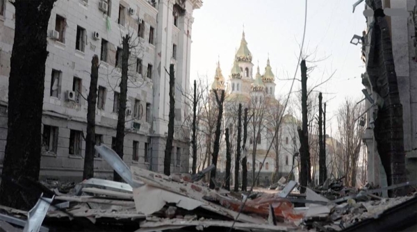 A view of the destruction wreaked in Kharkiv.