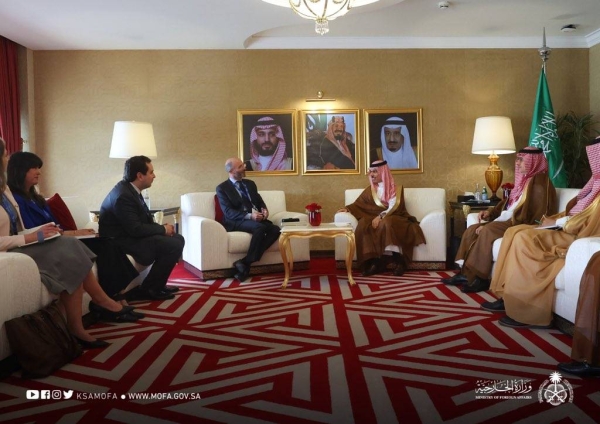 Saudi Foreign Minister Prince Faisal bin Farhan met US Special Envoy for Iran Rob Malley on the sidelines of the Doha Forum. (@KSAMOFA)