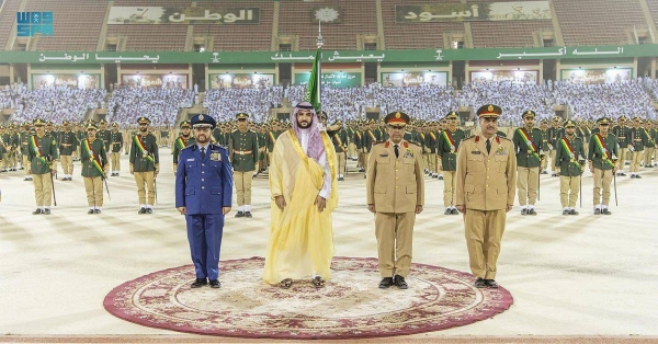 Deputy Minister of Defense Prince Khalid bin Salman patronized the graduation ceremony at King Abdulaziz Military College in Al-Uyayna.