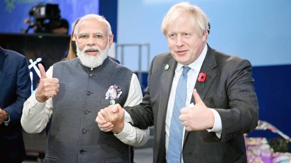 British Prime Minister Boris Johnson will meet India's Prime Minister Narendra Modi for trade and defense talks. — courtesy PA