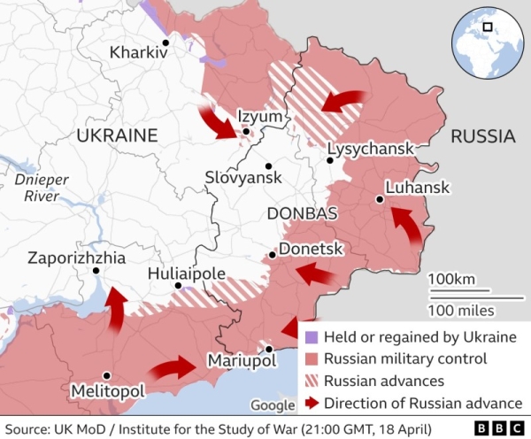 Map showing east Ukraine
