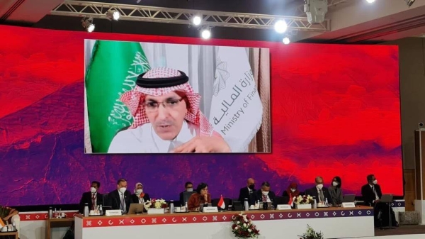 Minister of Finance Mohammed Al-Jadaan addressing the G20 Finance Ministers and Central Bank Governors’ (FMCBG) meeting in Washington.