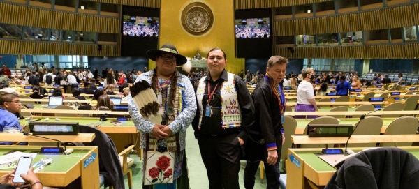 A view of the UN General Assembly Hall prior to the opening of the Permanent Forum on Indigenous Issues (UNPFII).