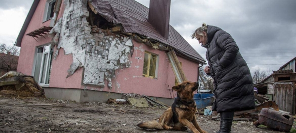The village of Novoselivka, near Chernihiv in Ukraine has been bombed in the conflict with Russia.
