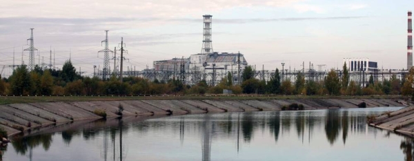 The damaged unit 4 reactor and shelter at Chernobyl, Ukraine. — courtesy IAEA/Dana Sacchetti
