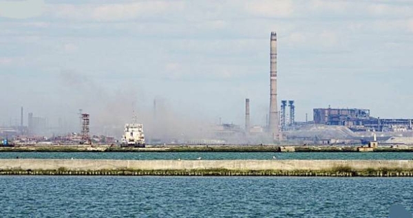 Smoke rises from the Metallurgical Combine Azovstal in Mariupol, in territory under the government of the Donetsk People's Republic, eastern Ukraine. —courtesy photo