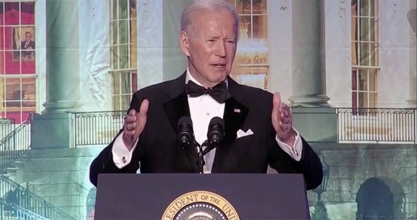 First Lady Dr. Jill Biden accompanies the US President Joe Biden to the White House press corps’ annual gala Monday.