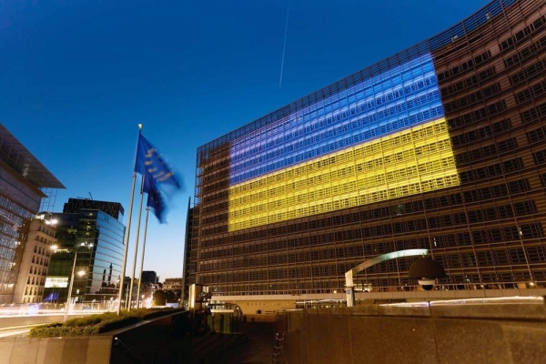 Europe Day is celebrated on May 9.  The EU institution marks this year's Europe Day with the display of the flag of Ukraine.