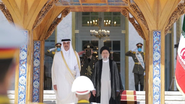 Qatari emir and Iranian President Ebrahim Raisi held official talks at the Republican Palace in Tehran.