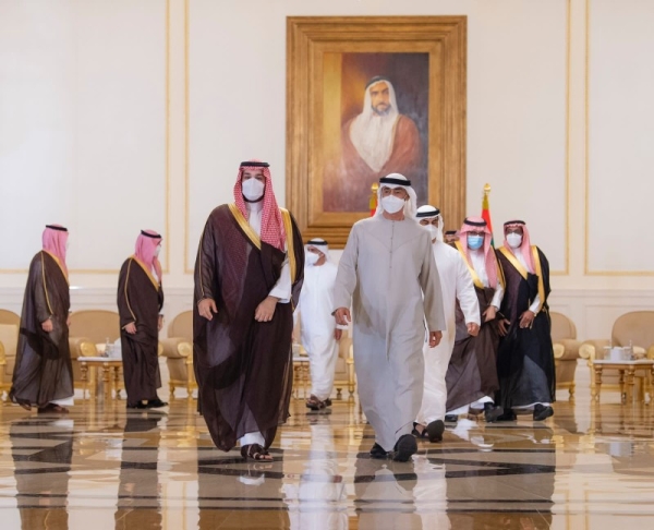 Crown Prince Mohammed Bin Salman visited on Monday the mourning Majlis of the late Sheikh Khalifa Bin Zayed Al-Nahyan and offered profound condolences to the UAE President Sheikh Mohamed Bin Zayed Al-Nahyan.