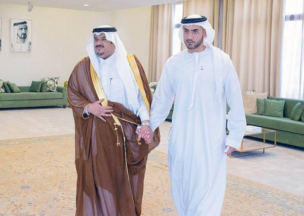 Prince Mohammed Bin Abdulrahman, deputy governor of Riyadh Region, meets Ambassador Nahyan Bin Saif Bin Mohammed Al Nahyan in Riyadh Wednesday.