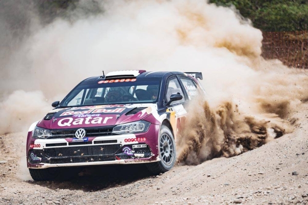 Nasser Saleh Al-Attiyah by the Jordan River at the lowest place on earth. 