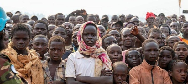 Displaced children in Roe, a temporary site for internally displaced people in DRC's province of Ituri.