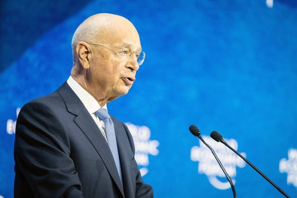 Klaus Schwab, founder and executive chairman, World Economic Forum, speaking in a session at the World Economic Forum Annual Meeting 2022 in Davos-Klosters, Switzerland, Monday. — courtesy World Economic Forum/Mattias Nutt
