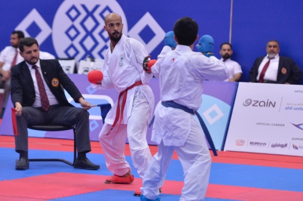 Sultan Al-Zahrani claimed the gold in the karate combat competition under 75 kg after defeating Kuwait’s Omar Al-Janaei 4-2 and Oman’s Muhammad Al-Kindi 4-0.