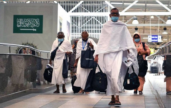 The Ministry of Hajj and Umrah welcomes pilgrims from Bangladesh at the King Abdulaziz International Airport in Jeddah on Sunday.