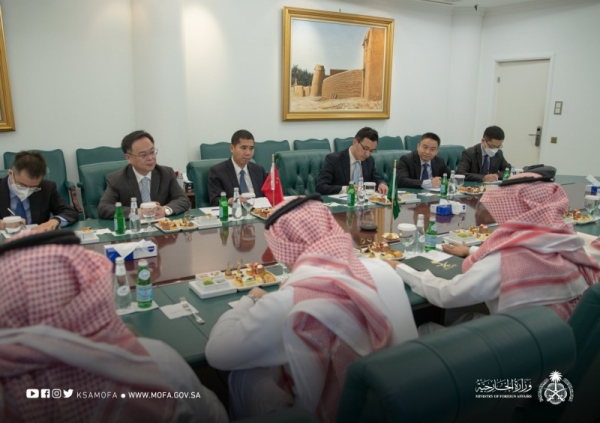 Deputy Minister for International Multilateral Affairs Dr. Abdulrahman Al Rassi met with the Director-General of the Department of West Asian and North African Affairs at the Chinese Foreign Ministry Ambassador Wang Di and his accompanying delegation.