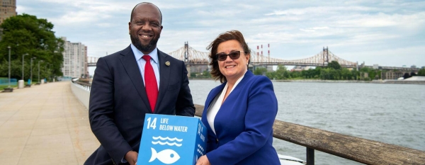 Ambassadors Martin Kimani of Kenya and Ana Paula Zacarias of Portugal, co-hosts of the UN Ocean Conference in Lisbon.