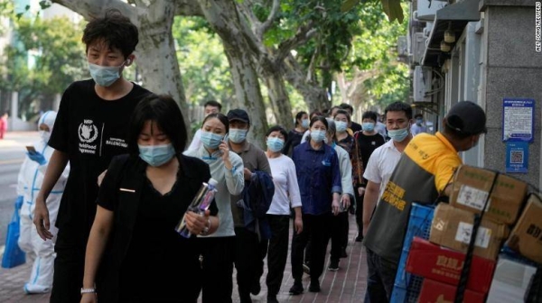 Residents line up for Covid-19 tests in Shanghai, China on June 9