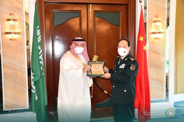 Assistant Minister of Defense for Executive Affairs Dr. Khalid Al-Bayari met in Singapore on Saturday with China's State Councilor Minister of National Defense Gen. Wei Fenghe.