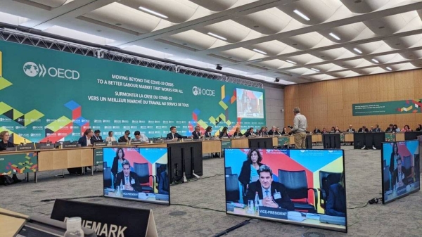 Minister of Human Resources and Social Development Eng. Ahmed Bin Sulaiman Al-Rajhi participates in the ministerial meeting of the Labor and Employment Group of the OECD in Paris, and delivers a speech during the plenary.