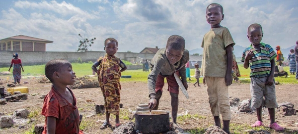 Displaced families in Kiwandja, Rutshuru territory in eastern Democratic Republic of the Congo.