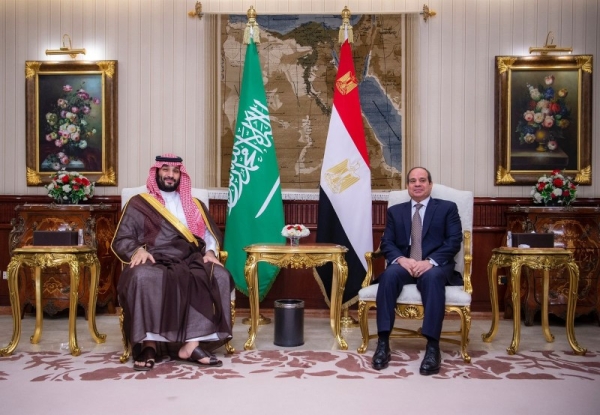 Egypt's President Abdel Fattah El Sisi received Prince Mohammed at Cairo International Airport. 