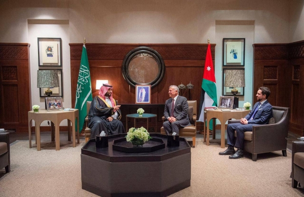 Crown Prince Mohammed Bin Salman held talks with Jordan’s King Abdullah II at Al-Husseiniya Palace here on Tuesday evening.