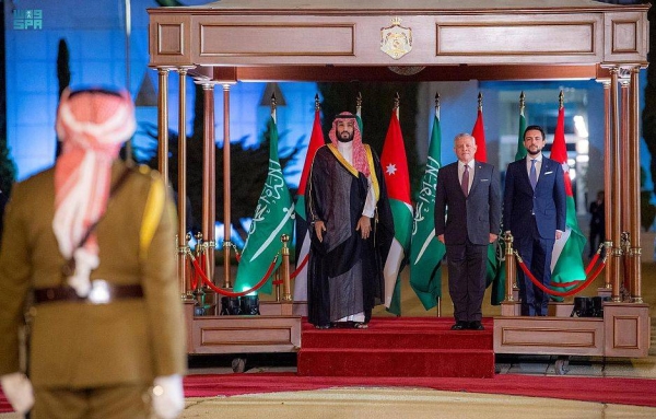 Crown Prince Mohammed Bin Salman, deputy prime minister and minister of defense, sent a cable of thanks to Crown Prince Al-Hussein Bin Abdullah II of the Hashemite Kingdom of Jordan, on the occasion of his departure from Amman after an official visit.